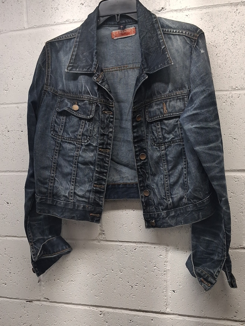 NWOT Womens J. Brand Distressed Dark Blue Denim Jacket